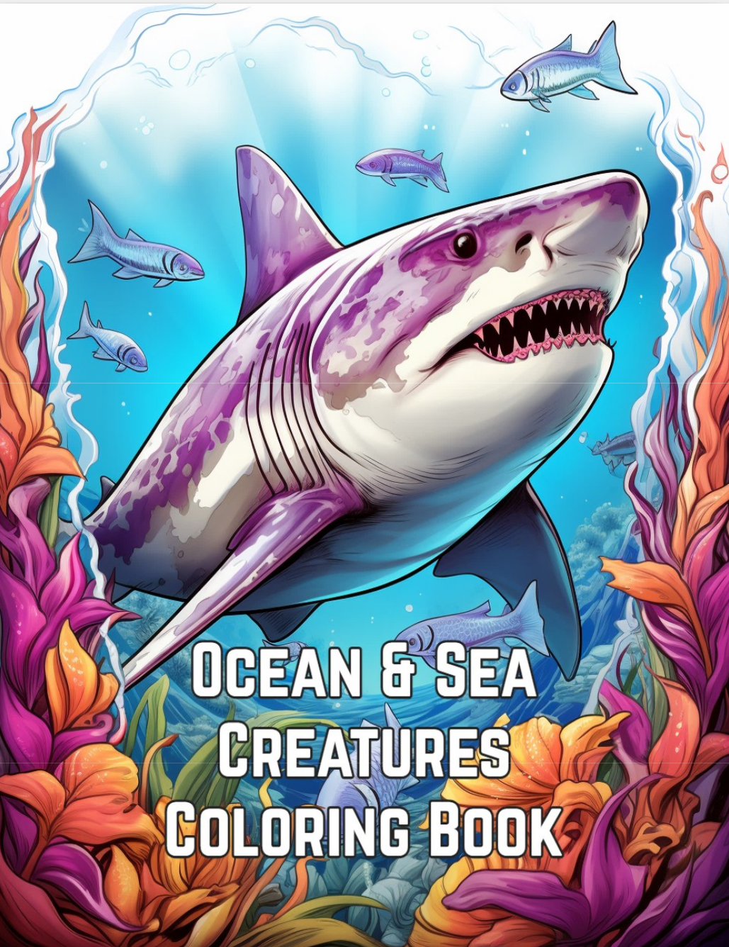 Ocean and Sea Creatures Coloring Book cover